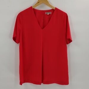 Nordstrom Pleione blouse size medium dark coral short sleeve flowy top v-neck